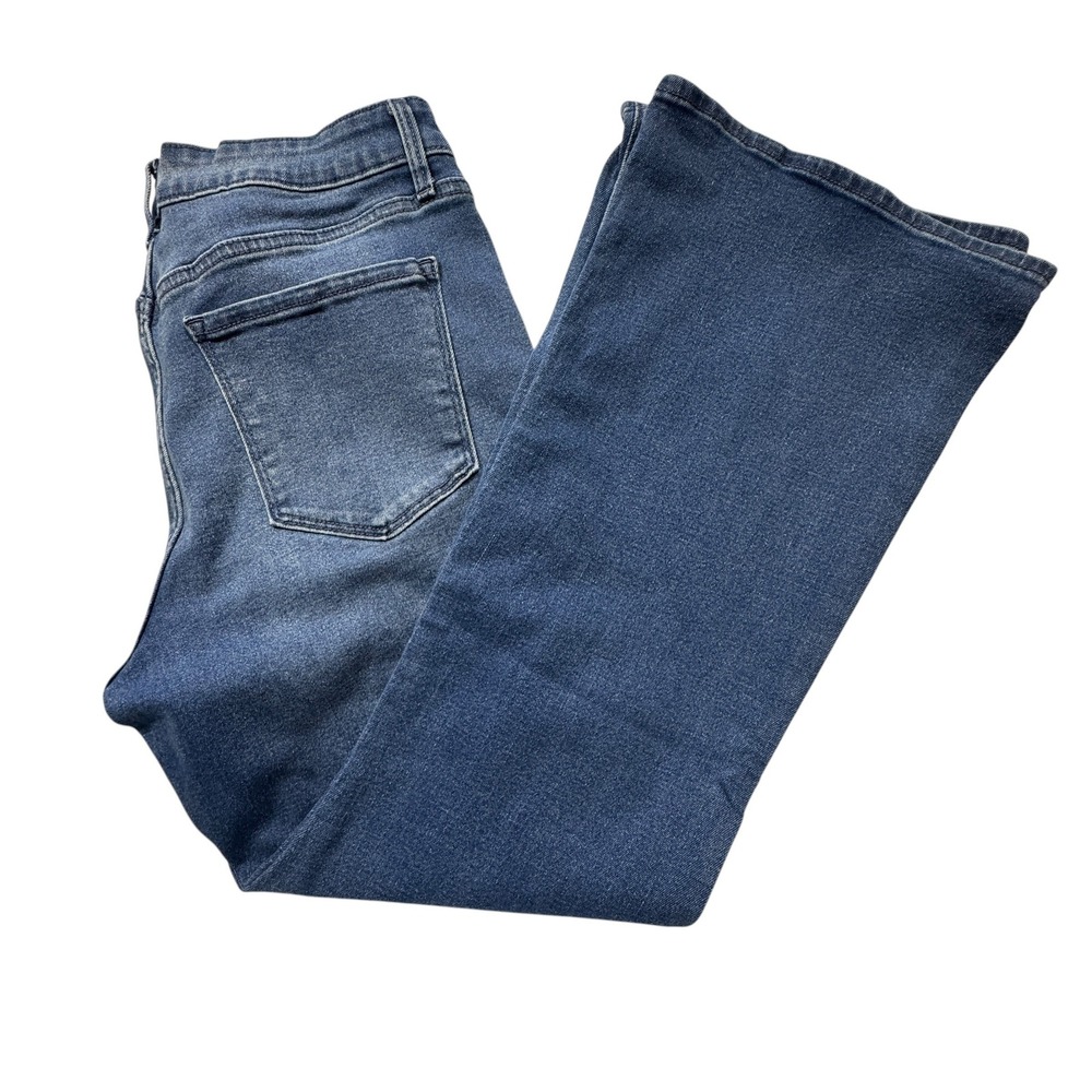 Old Navy Wow Flare Jeans Womens 12 Petite Blue Excellent High Rise Stretch Denim